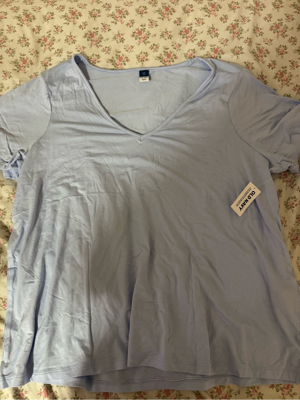 Old Navy Women's Pale Blue V-Neck Short Sleeve Tee